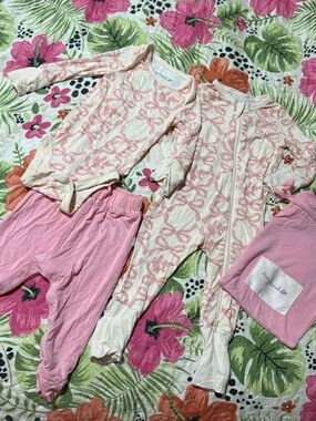 Infant Pink Bow-Print Sleepwear Set - 3-Piece Pajamas